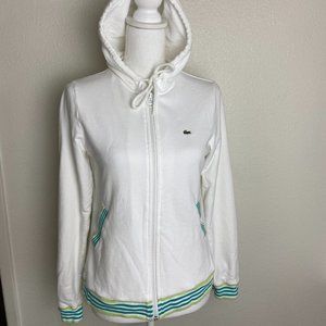 Lacoste Zipper Front Hoodie White Zip-up  Sz 40 ( M )